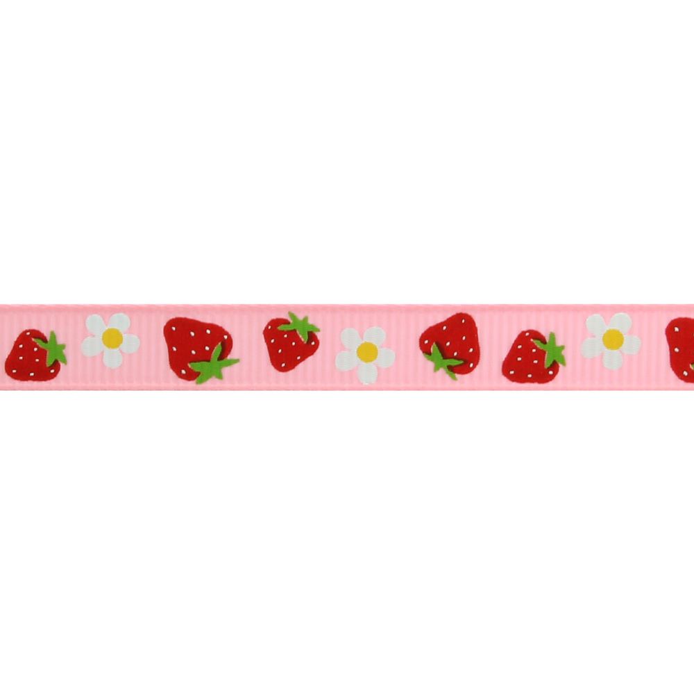 3/8 Strawberries Grosgrain Printed Ribbon